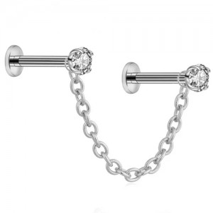 Piercing Corrente 2 Labret Modelo 26 Rosca Interna Aço 316L